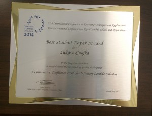 RTA-TLCA Best Student Paper Award